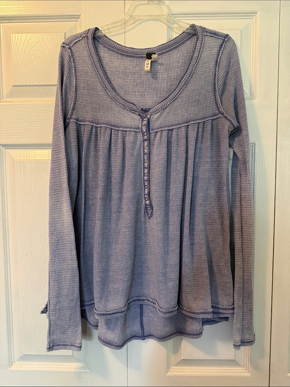 We The Free Lavender Waffle Long Sleeve Henley